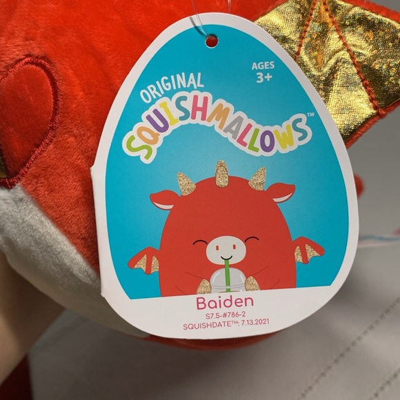 Squishmallows Foodie Squad Baiden Red Gold Dragon Boba Tea Drink Stuffed Plush - Picture 6 of 9